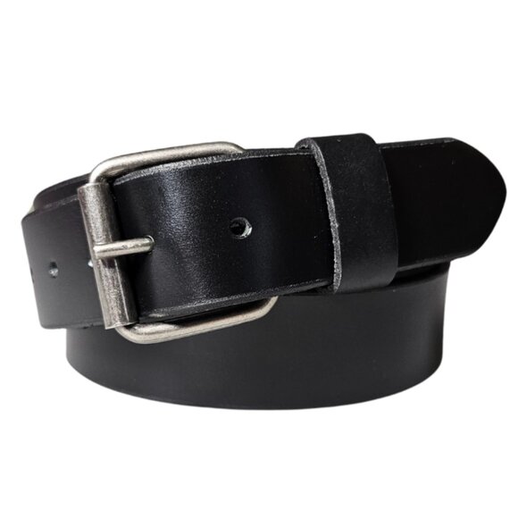 Men's Full Grain American 100% Steer Hide Leather Black Belt 1 1/2" width, USA - Picture 2 of 8